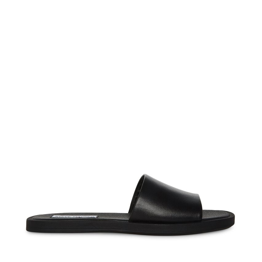 Black Steve Madden Kaya Leather Women's Slides | PH 3420OZC